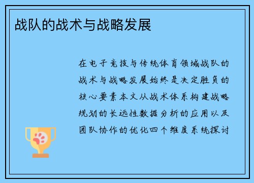 战队的战术与战略发展